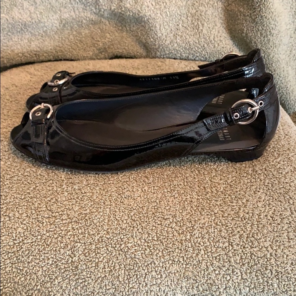 Patent Flat Stuart Weitzman Blk Size 11.5 - image 4